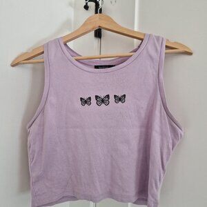 Lilac Boohoo butterfly tank top #croptop
